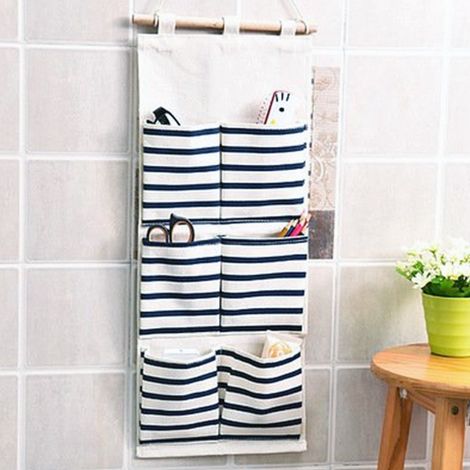 Sac De Rangement Mural Organisateur 6 Poches à Suspendre Couleurs Variées 25x55cm