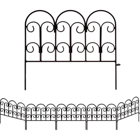 Lot de 5 panneaux de clôtures décoratives de jardin 45 x 40 cm pour bordure de lit de fleurs Clôture antirouille pour chien pour cour (1/5)