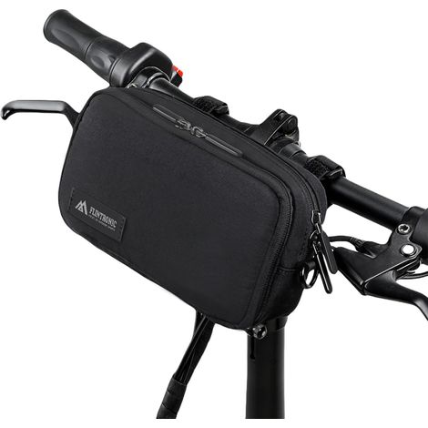 Front Bike Bag, Handlebar Bag, Waterproof Bicycle Front Bag with Rain Cover, Adjustable Shoulder Bag, Black (1/5)