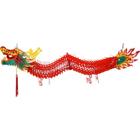 Guirlande Dragon - Décoration Plafond Fête du Printemps - Rouge - 150 x 18 x 13 cm - Pour Intérieur et Extérieur - 1 Pièce (1/5)