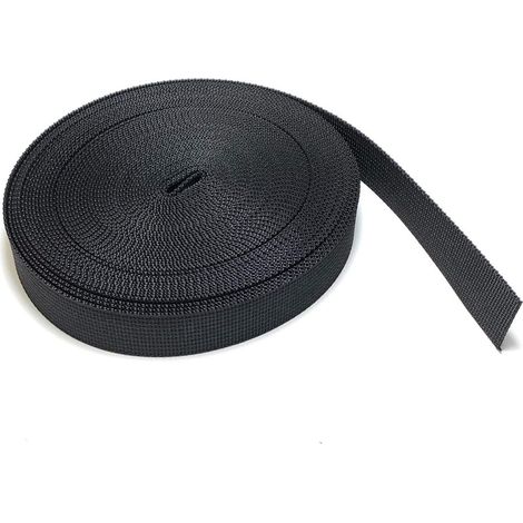 Lanière en polypropylène de large en nylon noir robuste - 10 m ()