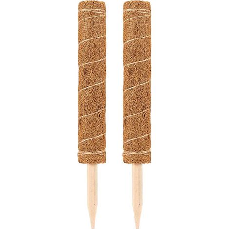 Tuteur en fibre de coco pour plantes, piquet en coquille de noix de coco robuste, fond pointu avec trou, 40 cm, lot de 2 (1/5)
