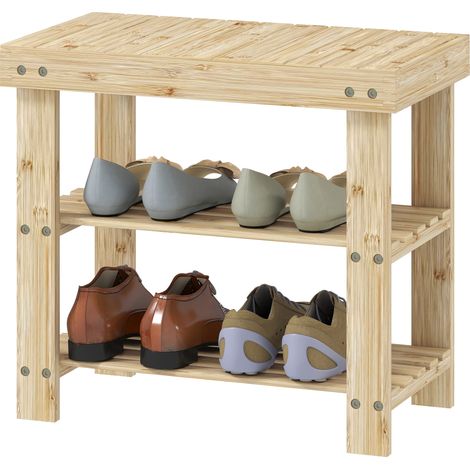 Casier à chaussures bambou 3 niveaux 4 paires 50x28x45 cm (1/5)