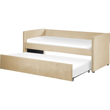 Trundle Bed Velvet TROYES 90 x 200 cm (EU Single) Beige