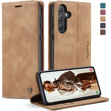 Handyhülle Klappbar für Samsung Galaxy A55 5G mit Kartenfach und Standfunktion - Braun (1/5)