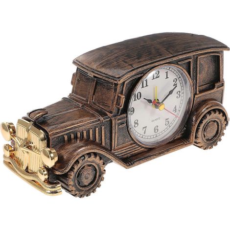 Horloge de bureau miniature en forme de voiture de style rétro, adaptée aux enfants, dimensions : 3×3,9×3,5 pouces, un exemplaire. (1/5)