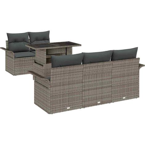 Maison Exclusive - Set Divano da Giardino 6 pcs Grigio Rattan in Polipropilene