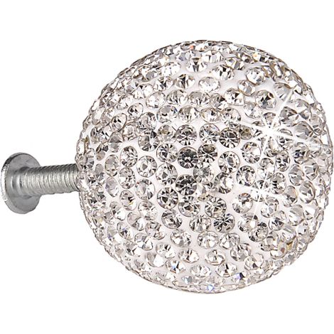 Tiradores de cajón brillantes con forma de bola de cristal, adornados con pedrería y diamantes, para armarios, cajones o roperos. (1/5)