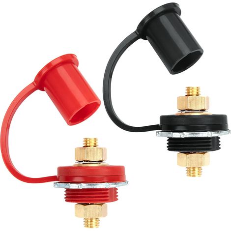 CSPARKV 2 Pièces Borne de Chargeur de Batterie M10 Cosse Batterie Voiture 250 A Connecteur Batterie à Double Borne Adaptateur à Distance pour Camion VR Bateau (1/5)