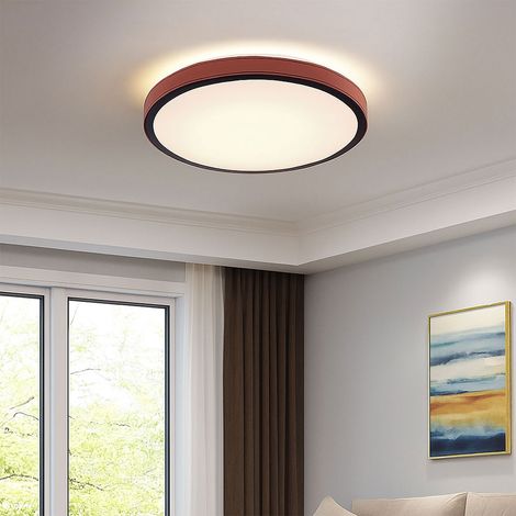 LED Deckenlampe Wohnzimmerleuchte braun Deckenleuchte rund Tageslichtlampe, Lichtfarben einstellbar, Alu Acryl, 24W 1189lm warmweiß, neutralweiß, kaltweiß, DxH 42 x 9,5 cm