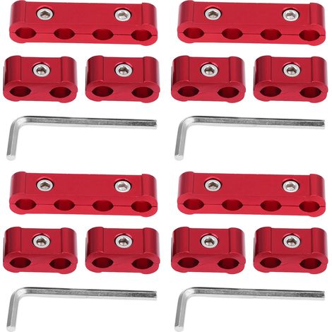 Zündkerzenkabel-Verteilerset - 12-teilig aus Aluminiumlegierung - 8 mm 9 mm 10 mm - Motorkabelverteiler (Rot)
