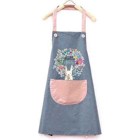 Tablier de cuisine imperméable , tablier de barbecue réglable avec poche, tablier de lapin mignon-bleu-Fei Yu (1/3)