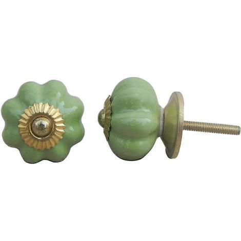 Boutons de meuble artisanaux en céramique verte avec quincaillerie antirouille pour poignées de tiroir de commode (1/5)