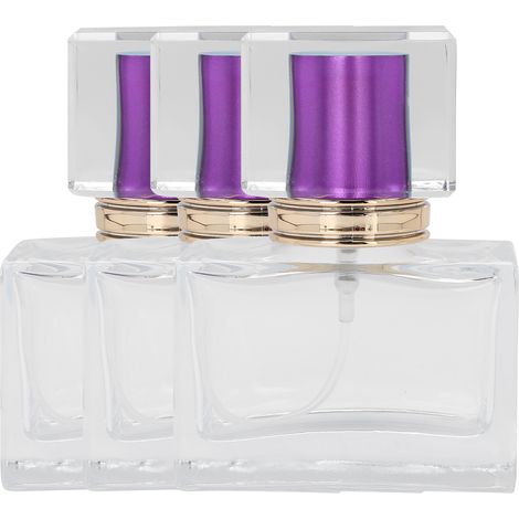Lot de 3 flacons de parfum vides rechargeables en verre 30ml violet - Atomiseur cosmétique distributeur (1/5)