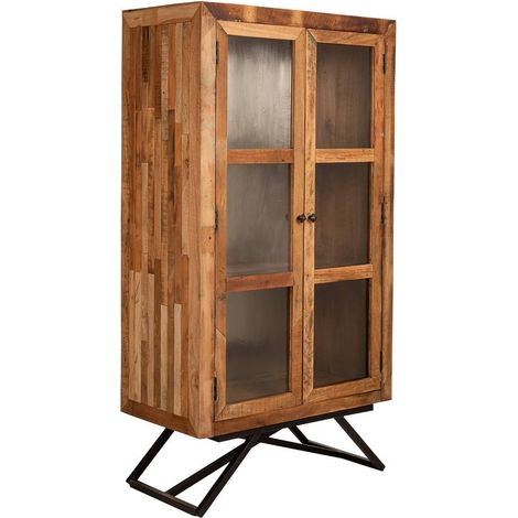 Vitrina de madera y metal acabado artesanal 90x47x175