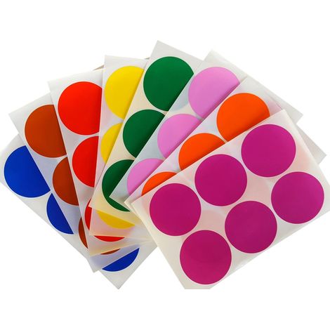 Autocollant Rond 50 mm - Étiquette Circulaire Adhésive Permanente - 16 Couleurs - Lot de 16 (1/5)