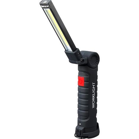1piece Lampes de Travail LED Rechargeables, COB Baladeuse LED lampe torche, Lampe Portable Avec Base Magnétique Et Crochet De Suspension 5 Modes Pour Garage, Camping, d'urgence- Petit (1/5)