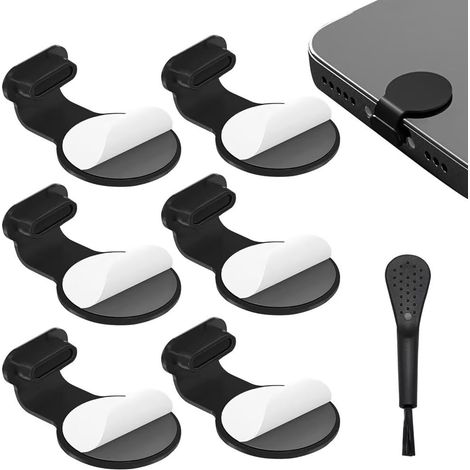 Pack of 6 USB-C dust caps with anti-loss stickers – USB-C port cover, Type-C dust cap, rubber dust plug, dust protection