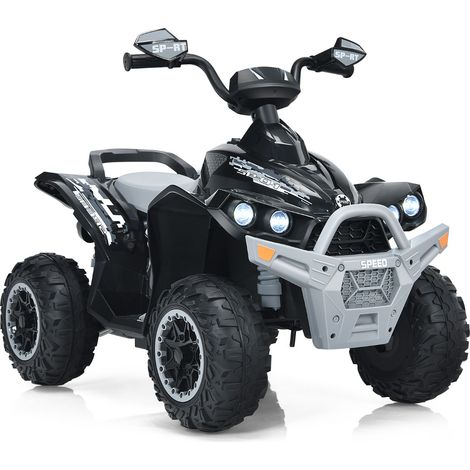 Quad Electrique pour Enfants 12V7Ah LED Musique Pédale Klaxon 3-4 km/h pour Enfants de 3 à 8 ans Noir Maison Chic (1/4)