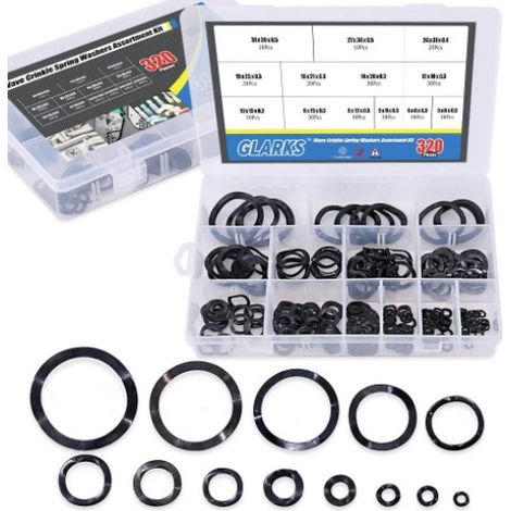 320 pièces M3-M31 Kit combiné de rondelle ondulée en acier au carbone ressorts ondulés de Compression de rondelle ondulée en acier au carbone pour salle d'outils (1/5)