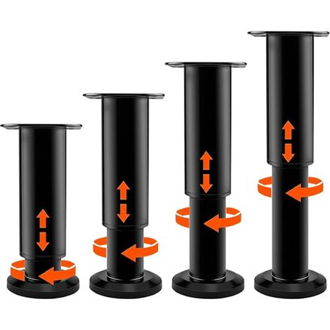 4er-Set höhenverstellbare Möbelfüße – 18–30 cm – Schwarz – für Schränke, Sofas, Tische, Betten, Kommoden, Couches (1/5)