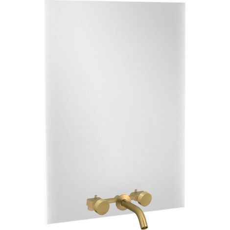 Espejo de 3 agujeros de 80 cm + mezclador de lavabo de 3 agujeros empotrado JACOB DELAFON Grands Boulevards latón cepillado