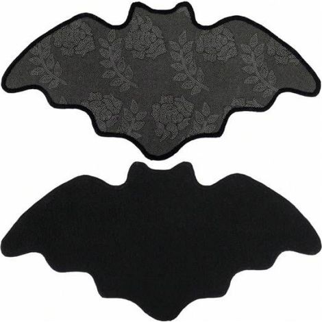 Tapis de bain gothique horreur chauve-souris cercueil noir 50x80cm, pour salle de bain chambre cuisine maison de sorcière (1/4)
