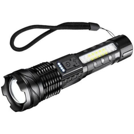 Lampe torche LED rechargeable, lampe torche tactique ultra-lumineuse à zoom avec 7 modes d'éclairage, lampe torche étanche IPX6 pour le camping, les activités de plein air, la pêche et les situations (1/5)