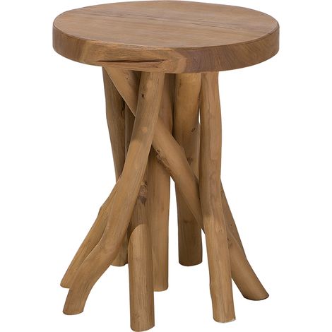 Mesa auxiliar de madera de teca rama de árbol natural ovalada estilo rústico Merrit