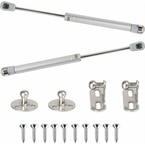 2 amortiguadores de gas hidráulicos de 100 N, brazos neumáticos de elevación, bisagras de 90 grados para puertas de gabinetes con tornillos para facilitar la apertura de muebles. (1/4)
