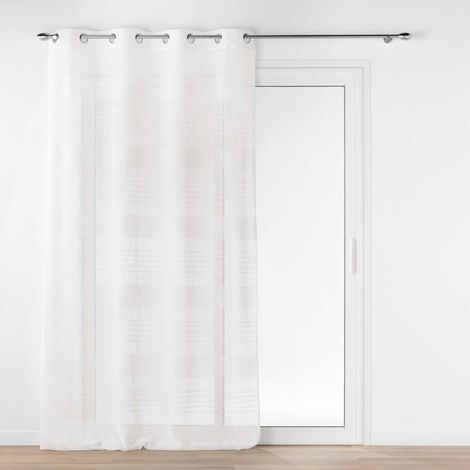Voilage à œillets effet blanc tissé - 140x240cm - Blanc (1/5)