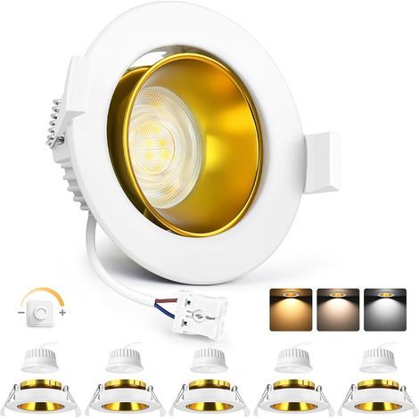 Set of 6 recessed spotlights, dimmable, aluminum, IP44, bathroom (1/5)