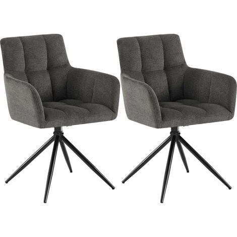 Juego de 2 sillas de comedor Jonah Tela Gris oscuro