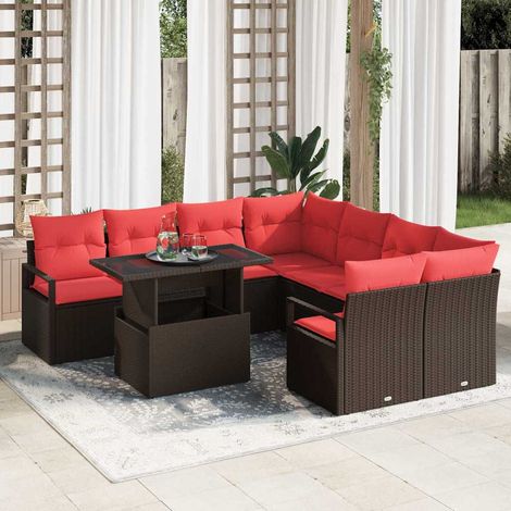 Set Divano da Giardino con cuscino 9 pcs Marrone Poly Rattan vidaXL (1/5)