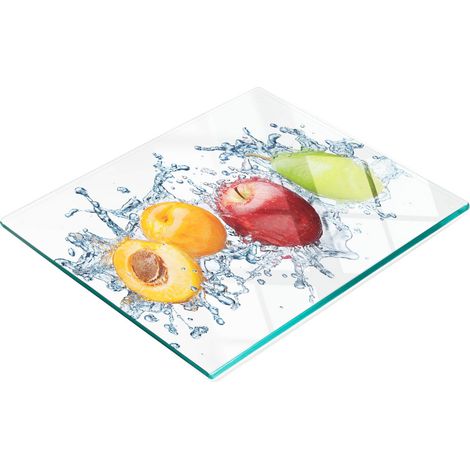 Tabla decorativa de cristal para servir aperitivos, dise帽o de albaricoque y manzana, 60x52 cm. (1/5)
