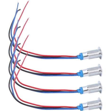 4 jeux de LED rondes précâblées étanches bicolores pour signalisation, anode commune, 8 mm, 36 V (rouge et bleu) (1/5)
