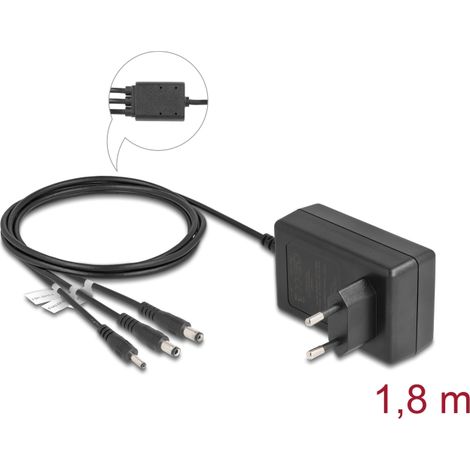 Delock Fuente de alimentaciÃ³n externa CC 3,5 x 1,35 mm, CC 5,5 x 2,1 mm, CC 5,5 x 2,5 mm 12,0 V / 3,0 A / 36,0 W