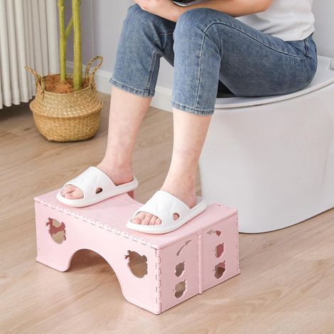 Rose, 1 pièce Tabouret de toilette pliable - Tabouret physiologique de salle de bain pour adultes et enfants - Tabouret WC pour salle de bain et WC (1/5)
