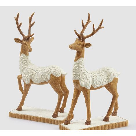 EDG Enzo De Gasperi Decoro Natale Renna Marzapane H 44 Cm L 27 cm L 11 Cm Hazelnut 1 Pz