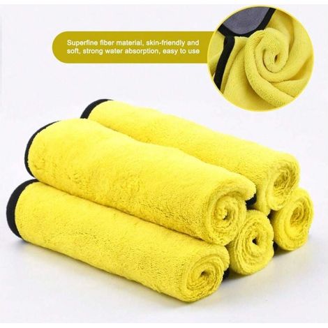 Lot de 5 chiffons de nettoyage en microfibre super absorbants pour voiture, chiffons de polissage en microfibre extra épais, chiffons de nettoyage et de polissage super absorbants, chiffons de séchage (1/4)