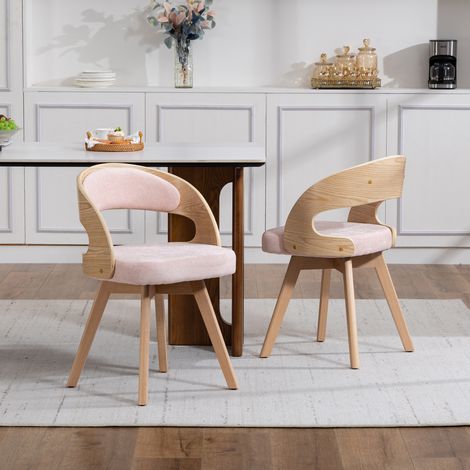 MEUBLIV Set di 2 sedie girevoli 44x41x75 cm rosa – schienale curvo (1/5)