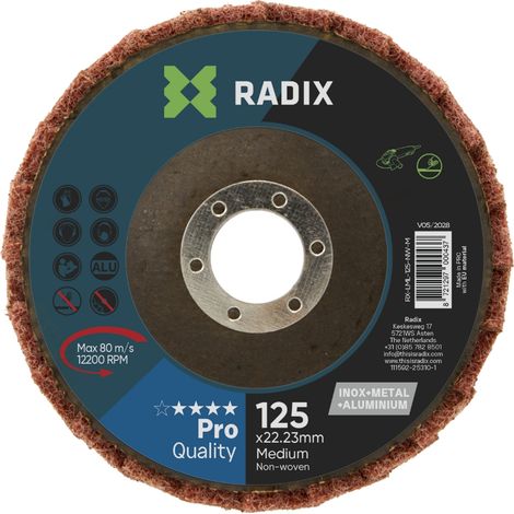 Disque à lamelles non-tissé polissage inox, acier & aluminium - Radix - 125 x 22.23 mm - Medium (1/3)