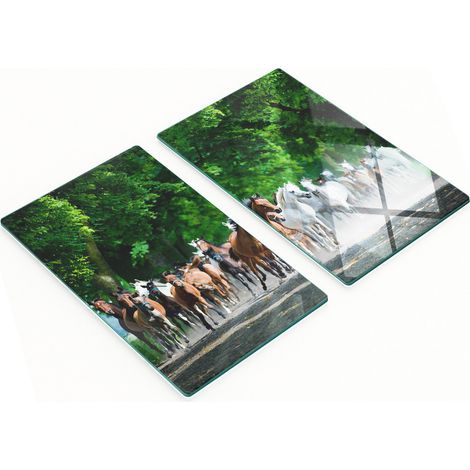 Tablas de cortar decorativas de cristal para cocina con diseño de caballos al galope, 2x30x52 cm. (1/5)