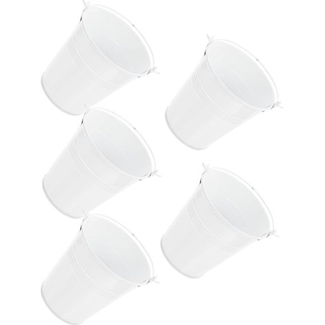 Lot de 5 Pots de Fleurs en Fer Blanc Rétro avec Poignée 10x7x10 Cm pour Décoration Intérieure et Extérieure Jardin Multifonction Anti-Rouille Petits Seaux Vintage (1/5)