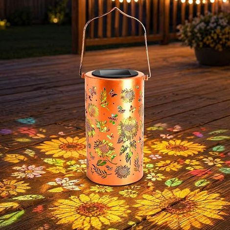 Lampe Solaire Extérieur, Lanterne Solaire Jardin à Suspendre - Lanterne Solaire Étanche avec Projection Tournesol, 2W LED, 6-12 h pour Jardin, Balcon, Terrasse (1/5)