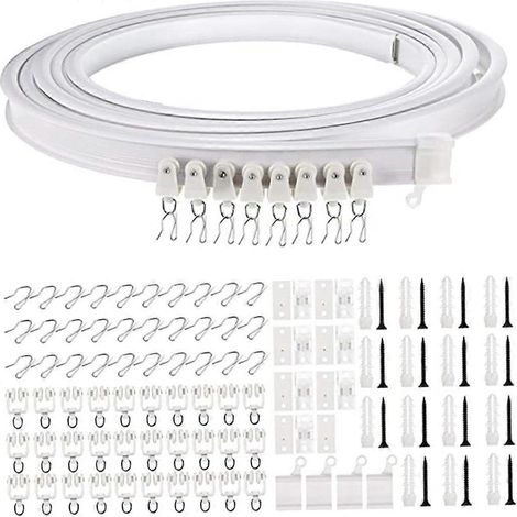 Kit Rail Rideau Plafond 5 Mètres : Solution Complète de Tringle à Rideaux pour Suspension, Système de Stores Tissu, Support Plafond Longue Portée (1/4)
