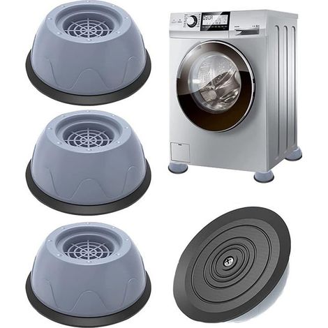 4PCS Pieds en Caoutchouc pour Machine à Laver Amortisseur universel de tapis de machine à laver anti-vibration (gris)