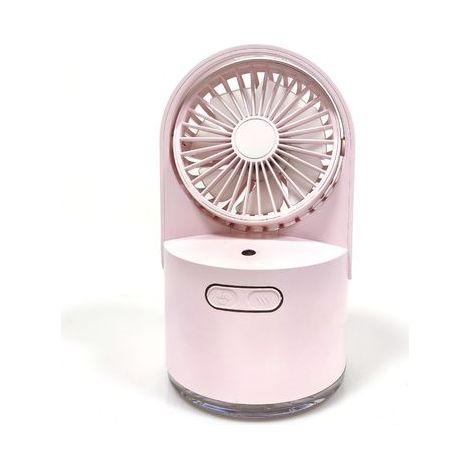 Ventilatore rosa piccolo e silenzioso, ricaricabile tramite USB, portatile, ideale per l'uso in camera da letto, in ufficio o in ambienti interni/esterni. (1/5)