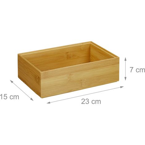 Scatola portaoggetti impilabile 6,5 x 15 x 15 cm per cosmetici ufficio stile naturale in bambù marrone 130006245