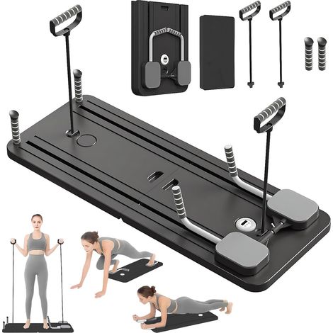 VHV Pilates Reformer Compact, 4-in-1 faltbares Pilates-Gerät mit Liegestützfunktion, Bauchmuskeltrainer, automatischer Rückstellfunktion und Timer, Bauchmuskeltrainer für Zuhause und Fitnessstudio (1/5)